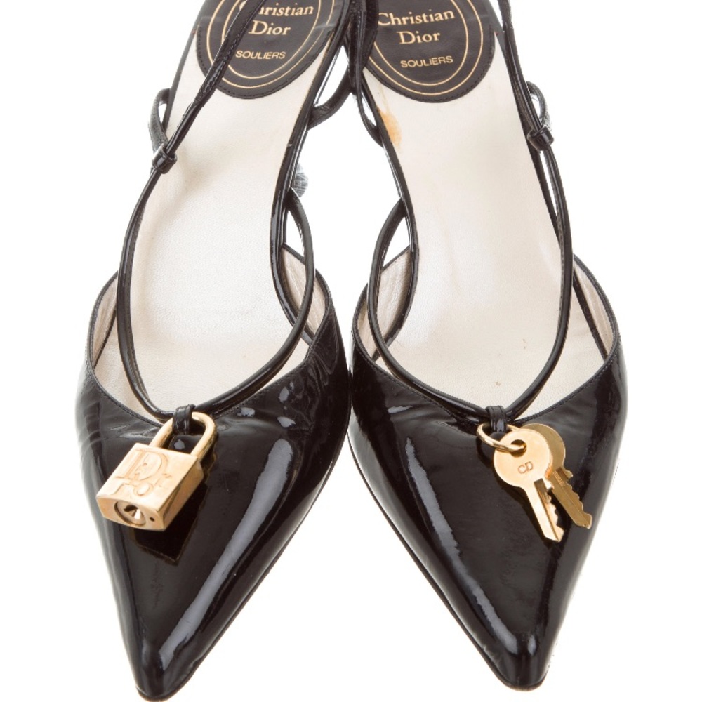 Christian Dior Souliers Black Patent with Lock&Key